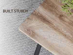 English Elm 47" Modern minimalist MDF wood dining table with black metal legs, 4-6 seats, waterproof, 300lb capacity W2189P308482