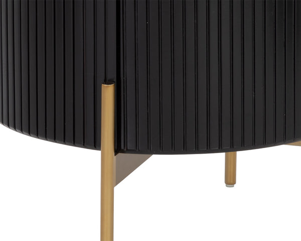 Sunpan Paloma End Table - Luxurious Sculptural Design with Antique Gold Accents for Elegant Interiors Black