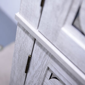 English Elm 67.4"h Mirrored Corner Cabinet Carved Butterfly Doors Adjustable Shelves Entryway Storage Light Gray W2899P374348
