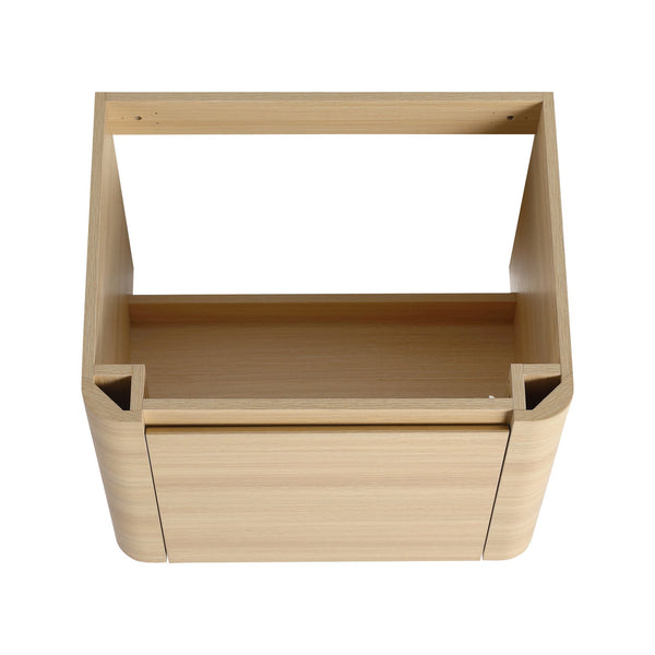 English Elm 36'' Wall-Mounted Bathroom Vanity With Elegant White Sink, Soft-Close Door & Open Storage Shelves W999S00481