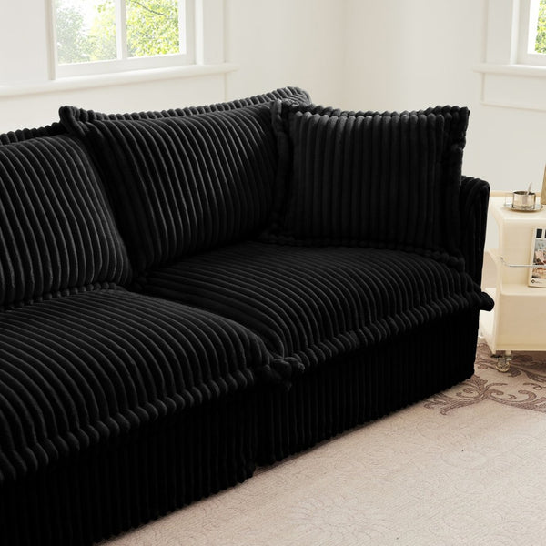English Elm Koala Corduroy Left Chaise Sectional Sofa Deep Seat High Back Living Room Comfort W3041P272944