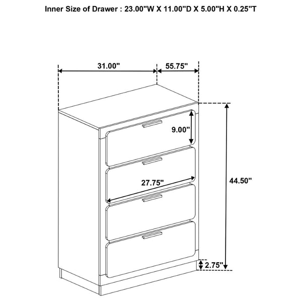 English Elm Sophia 4-Drawer Chest - Modern White Storage Solution With Gold Accents For Stylish Organization B062P353393-GIGA