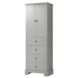 English Elm Storage Cabinet With 2 Doors and 4 Drawers For Bathroom, Office, Adjustable Shelf, Mdf Board With Painted Finish, Grey