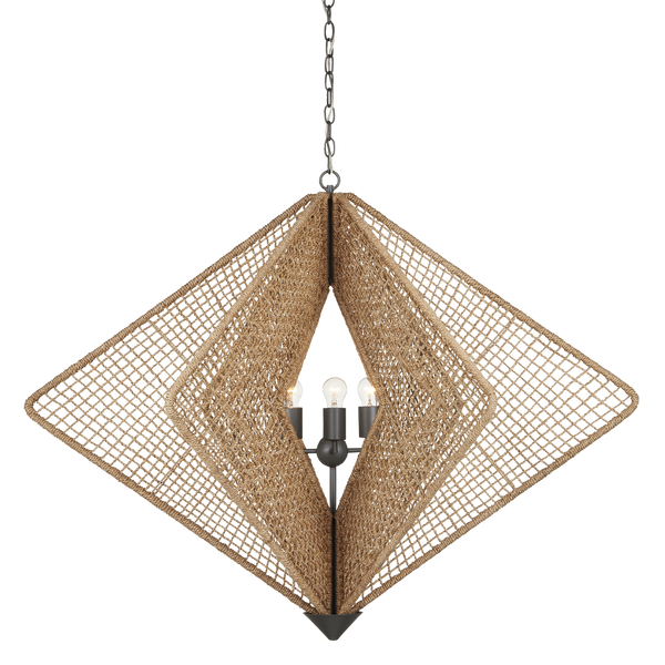 Shizen Chandelier - Modern Abaca Rope Design by Hiroshi Koshitaka, Adjustable Height & Nature-Inspired Elegance