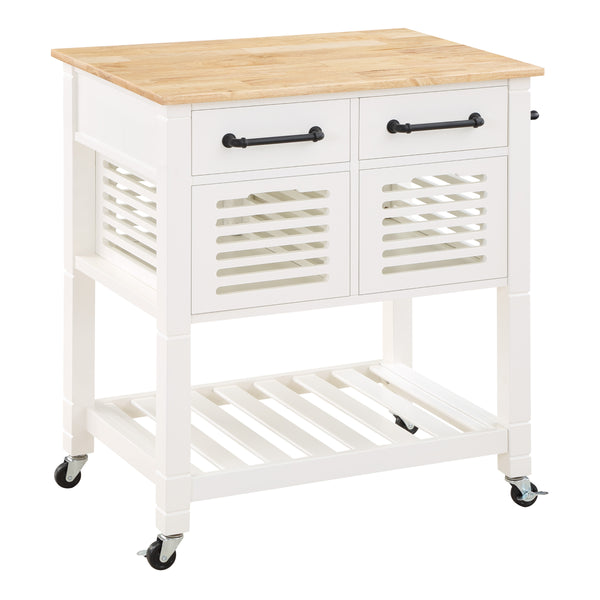OSP Home Furnishings Stafford Kitchen Cart White