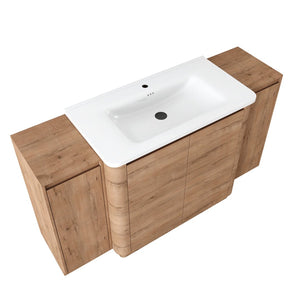 English Elm 60" Freestanding Double Sink Bathroom Vanity with Soft-close Doors and Three Drawers W999S00514