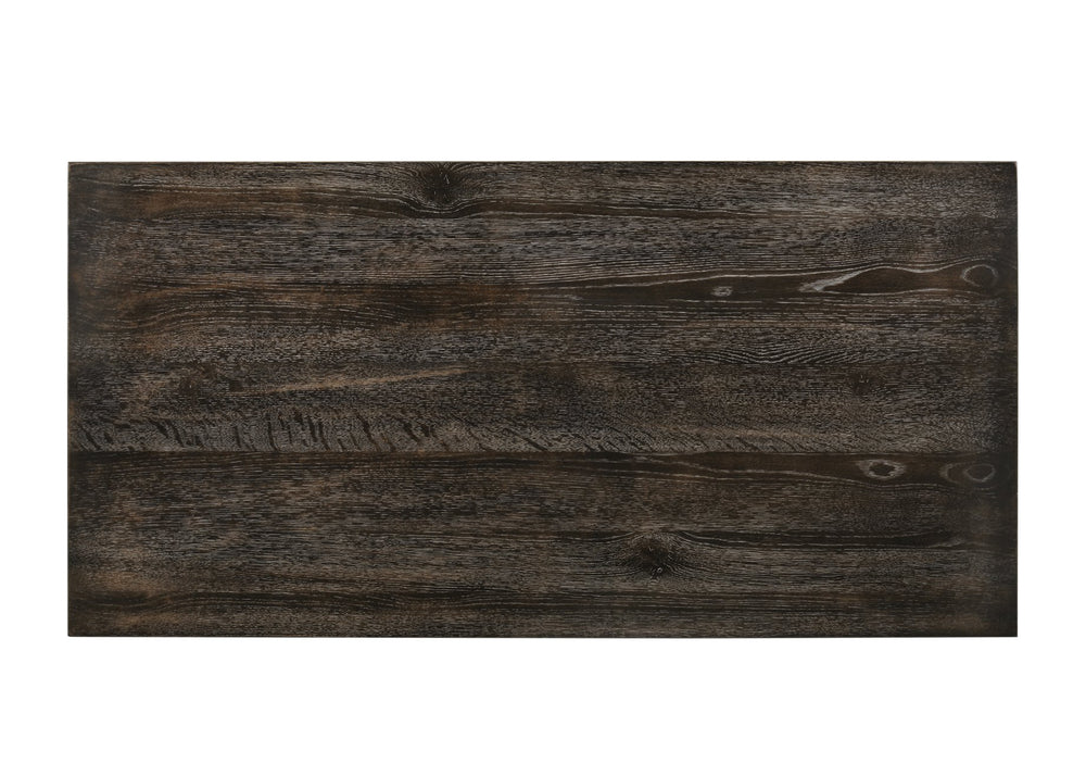 English Elm Martha Weathered Gray Counter Height Table with Bottom Shelf, Fixed Oak Veneer Top, Sturdy KD Design B2726P264954