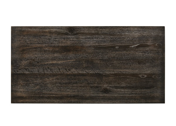 English Elm Martha Weathered Gray Counter Height Table with Bottom Shelf, Fixed Oak Veneer Top, Sturdy KD Design B2726P264954