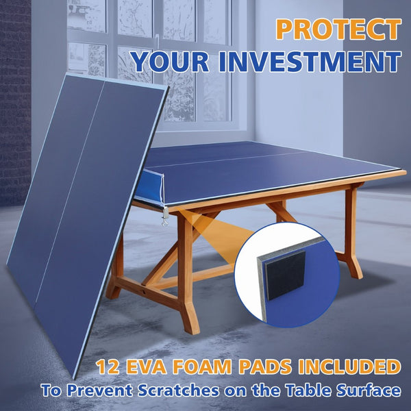 English Elm 8ft Foldable Mdf Ping Pong Conversion Top for Solo Practice and Indoor Play Blue W1408P262534