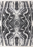 Unique Loom Hygge Shag Valley Machine Made Abstract Rug Black and White, Gray 9' 0" x 12' 2"