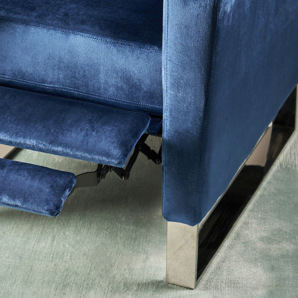 English Elm Christopher Knight Home® - Arvin Plush Push-Back Recliner with Stainless Steel Legs — Modern Fabric Comfort for Living Rooms Blue 65272.00NVLTCBLT