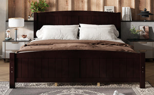 English Elm King Solid Wood Platform Bed with Slatted Support, Modern White Finish, No Box Spring Needed, Sturdy Design Espresso W1580P374317