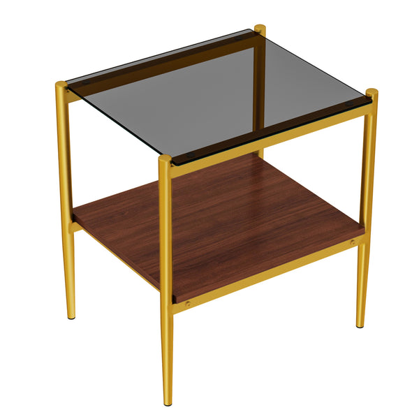 English Elm Coffee Table And End Tables Set Of 3 - Sleek Gray Tempered Glass & Mdf, Modern Living Room Decor W241S00045