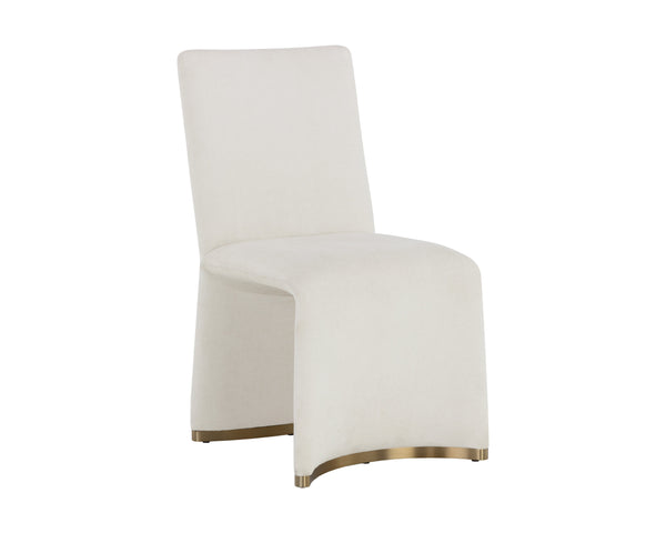 Sunpan Iluka Dining Chair Set of 2 - Elegant Curved Design with Chic Gold Stainless Steel Accents Danny Ivory