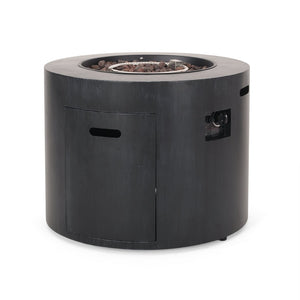 English Elm Circular Powder Coated Iron Propane Fire Pit 50000 Btu Outdoor Patio Gatherings N772P405046B