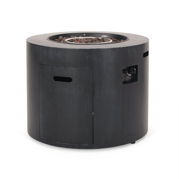English Elm Circular Powder Coated Iron Propane Fire Pit 50000 Btu Outdoor Patio Gatherings N772P405046B