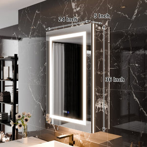 English Elm Smart Led Medicine Cabinet with Anti-fog Mirror Gfci Outlet Dimming Bathroom Storage W637P382875