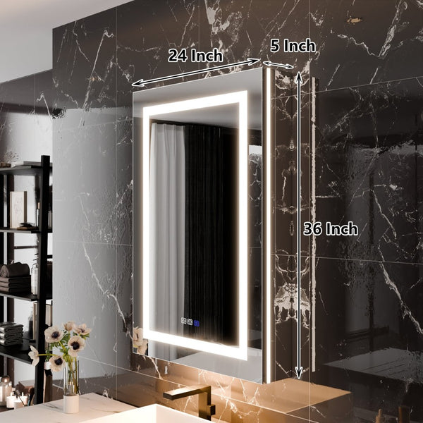English Elm Smart Led Medicine Cabinet with Anti-fog Mirror Gfci Outlet Dimming Bathroom Storage W637P382875