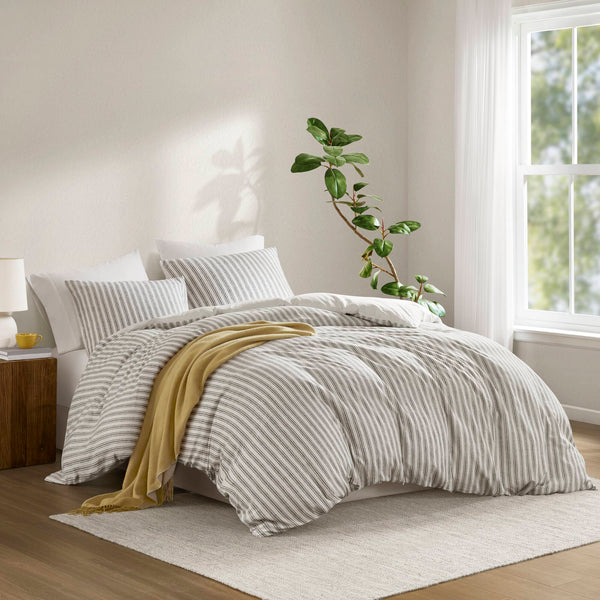 English Elm 3 Pcs King Duvet Set Tan - Luxurious, Breathable Cotton Blend, Soft Textured Design For Elegant Bedrooms B035P319223