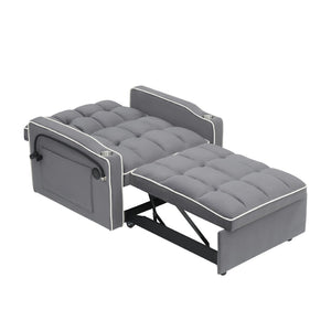 English Elm 1 Velvet Convertible Sleeper Sofa with Usb Port Adjustable Back and Rolling Casters Dark Gray W2564P462077