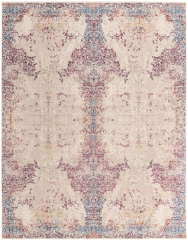 Unique Loom Deepa Babble Machine Made Abstract Rug Ivory, Blue/Ivory/Gold/Light Blue/Purple 9' 0" x 11' 8"