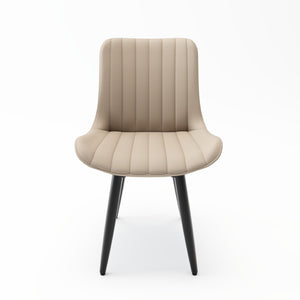 English Elm Set of 2 Armless Pu Leather Dining Chairs Cushioned Seat Brushed Metal Legs Modern Cream W3316P426927