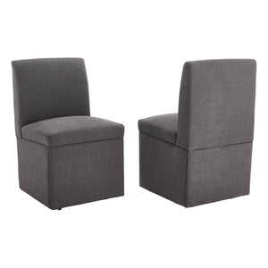 English Elm COOLMORE Swivel Rolling Dining Chair with Hidden Storage, Linen Upholstered 4-Wheel Multiuse Seat Dark Gray W1539P277680