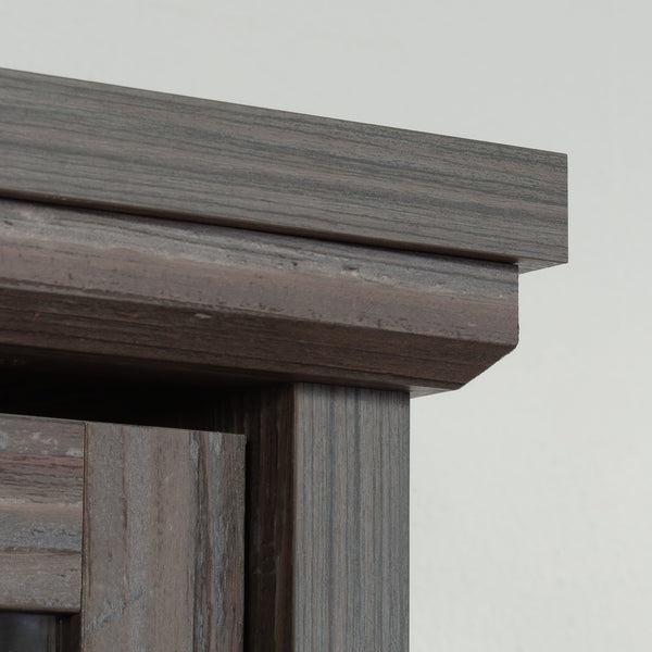 English Elm Hutch, Stylish Brown Finish With Glass Doors - Perfect For Organized Home Office Storage Solutions B356P367799