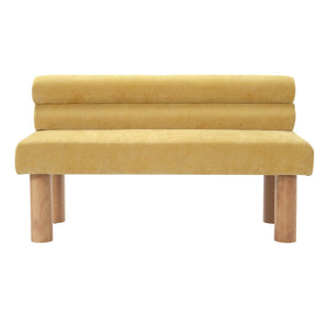English Elm Upholstered Dining and Entryway Bench with Rubberwood Legs Padded Seat 300 Lb Capacity Natural,Yellow N779P371712Y