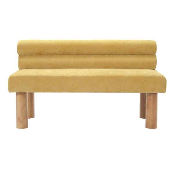 English Elm Upholstered Dining and Entryway Bench with Rubberwood Legs Padded Seat 300 Lb Capacity Natural,Yellow N779P371712Y