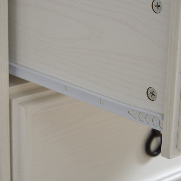 English Elm Modern 6-Drawer Chest of Drawers for Bedroom — Spacious Wooden Dresser with Smooth Glide Drawers, Elegant Patterned Top White W2275P224405