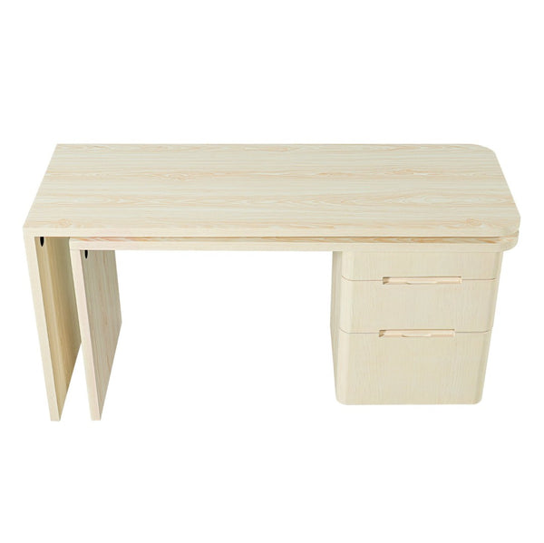 English Elm 90" Rotating L-shape Executive Desk Natural Melamine Mdf Surface Three Drawers Home Office Natural Wood N751S383638K