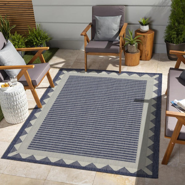 English Elm Sunshine Blue 7 Ft. 10 In. X 10 Ft. 3 In. Indoor/Outdoor Area Rug - Durable, Stain-Resistant And Easy Care B186P198889-GIGA