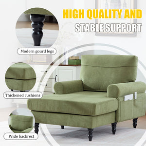 English Elm Modern Chenille Fabric Recliner Chaise Lounge Sofa with High-Resilience Foam, 550LB Capacity, Cozy Plush Backrest and Armrests for Living Room Relaxation Olive Green W395P371338