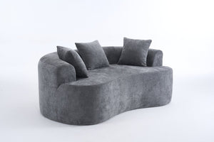 English Elm Crescent-shaped Chenille Loveseat Low Profile Curved Sofa for Modern Living Rooms Grey W5188P450353