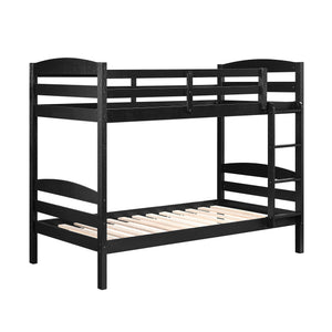 English Elm Twin Twin-over-Twin Bunk Bed with Guard Rails and Ladder, Wood-Engineered Frame, Space-Saving Dorm Style Black 84 L x 20 W x 9.5 H B011P362597