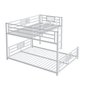 English Elm L-shaped Metal Twin over Full Bunk Bed with Durable Steel Frame, Space-Saving Design and Kid-Friendly Safety Features White N709P196510K