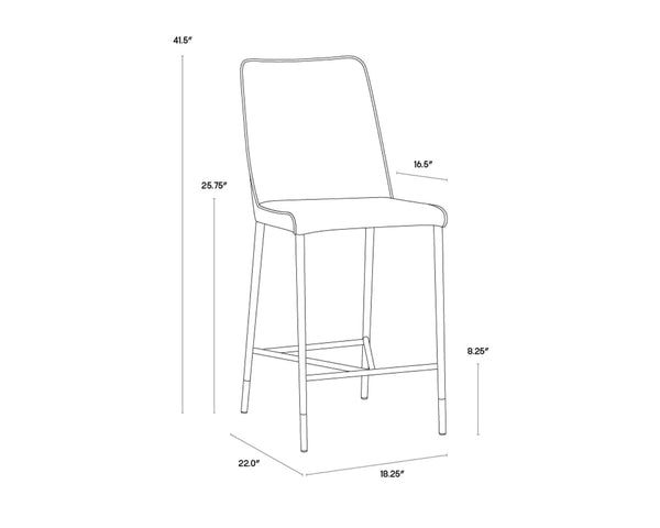 Sunpan KLAUS Counter Stool - Stylish Sparrow Grey Fabric & Napa Black Faux Leather for Modern Spaces 106037