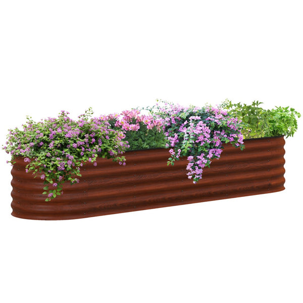 English Elm Outsunny 8' Galvanized Raised Garden Bed Kit - Durable Elevated Planter For Flowers, Herbs & Veggies W2225P174396-GIGA