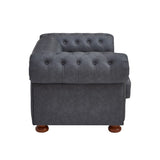 English Elm Classic Chesterfield Sofa Loveseat For Living Room Grey Faux Leather