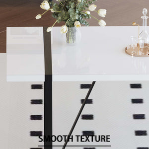 English Elm 55 Modern 4-Person MDF Dining Table Set with Sturdy Black Metal Legs and Padded PU Chairs for Families Beige+Black,White W2189S00731