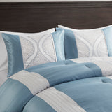 Madison Park Lori Traditional 6 Piece Jacquard Comforter Set with Throw Pillows MP10-8436 Teal/Silver