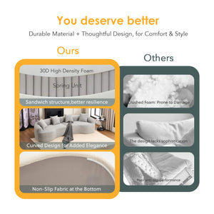 English Elm Curved Boneless Sofa modular 110" sectional with high-density foam & spring core, kid‑friendly curves, no assembly required for easy moving and cozy lounging Grey W2231S00007