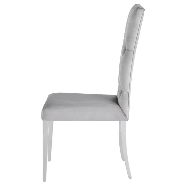 English Elm Allessandra Tufted Back Armless Dining Chair with Polished Chrome Legs — Modern Elegant Comfort, Durable Support Grey B062P333479