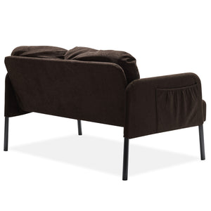 English Elm Brown L-Shaped 2-Seater Sofa with Ottoman — Modern Polyester Loveseat, Foam Cushions, Compact Comfort for Apartments W1164S00029