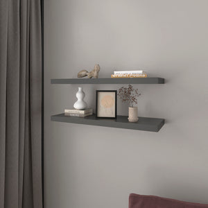 English Elm Floating Shelf Dallas Matte Gray Set of 2 — Sleek Engineered Wood Wall Shelves 32"x10.6" Durable Modern Decor B092P238731