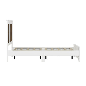 English Elm 4-Pieces Queen Platform Bed Set with Storage Nightstands & Dresser, Wooden Strip Accent, Modern Farmhouse Elegance White 52.17 L x 18.5 W x 11.81 H HL000191AAK