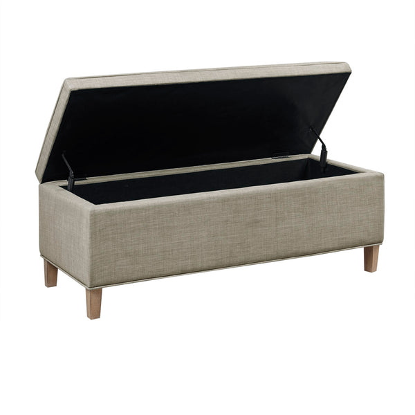 JLA Home Martha Stewart - Rectangular Light Grey Storage Bench with Soft-Close Lift-Top, Solid Wood Legs, Spacious Hidden Compartment MT105-0156