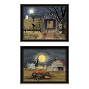 English Elm Trendy Decor 4u Billy Jacobs Halloween Pastoral 2 Piece Black Framed Art Set B067P254086