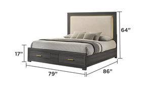 English Elm Colorado King Bedroom Set with Led Upholstered Headboard Wood Frame Four Piece B009S02321